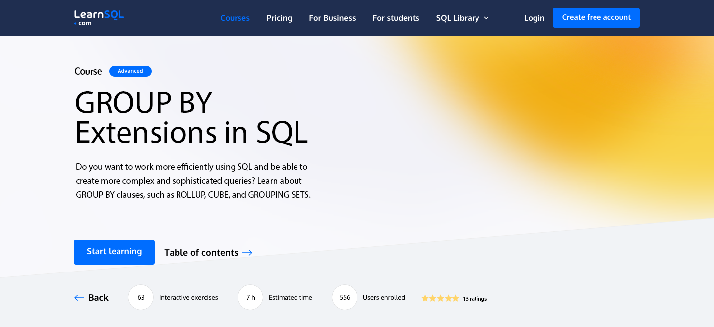 GROUP BY Extensions in SQL