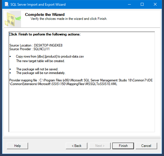 SQL export to CSV command