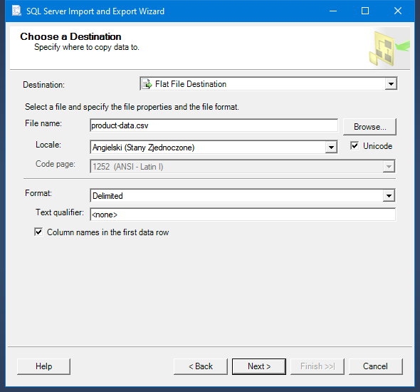 SQL export to CSV command