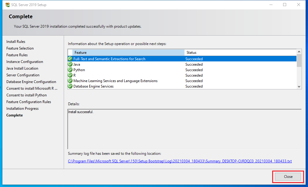 Install Microsoft SQL Server 2019 and SQL Server Management Studio