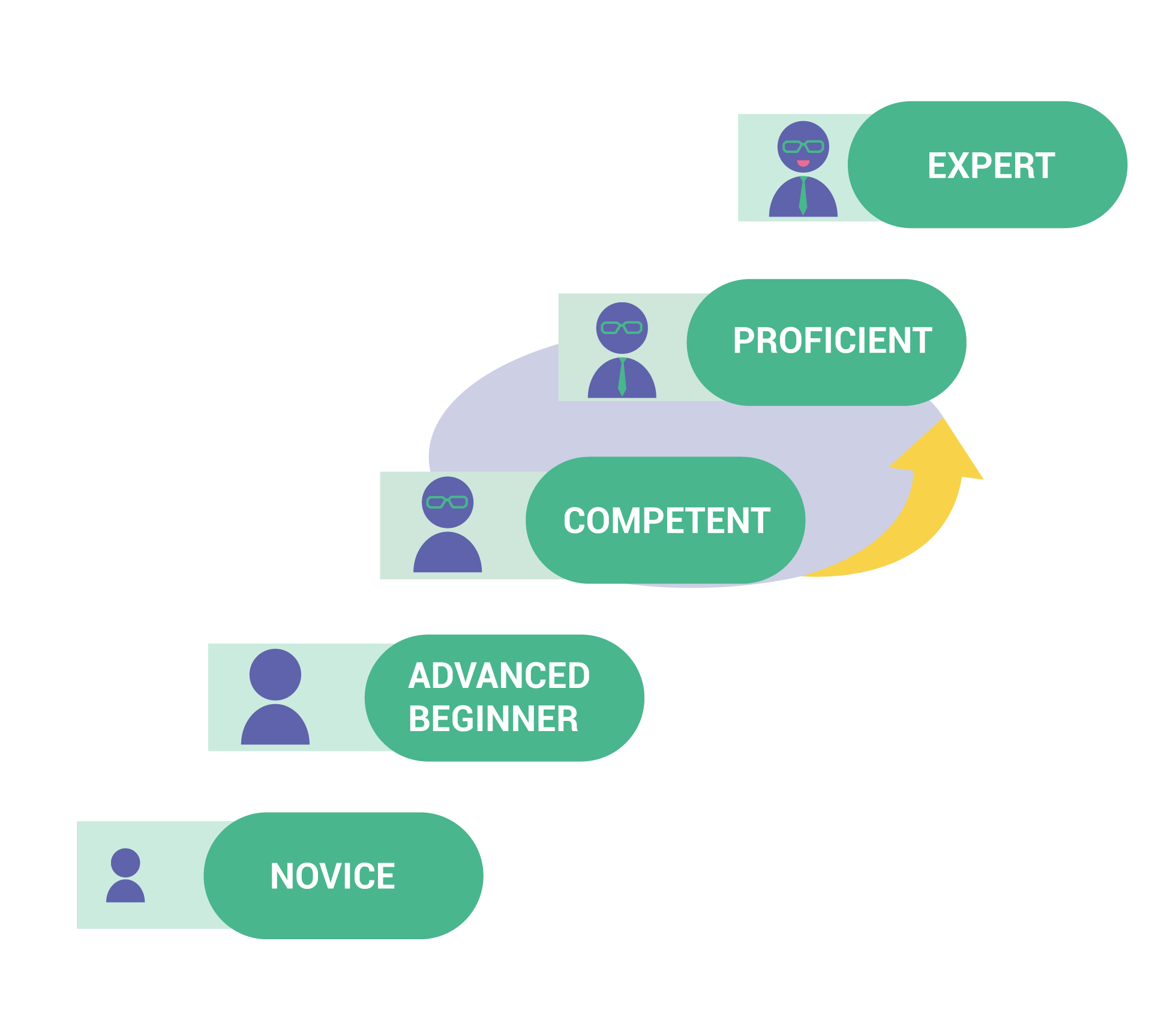 Arrow from competent to proficient