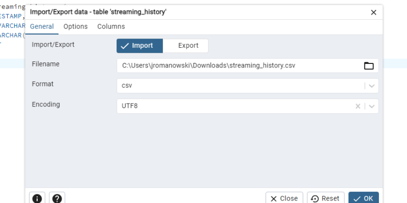 Import CSV File into Your Table