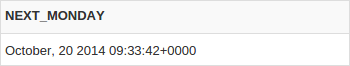 Sample result of the 'next_day' function usage, Oracle date fuctions