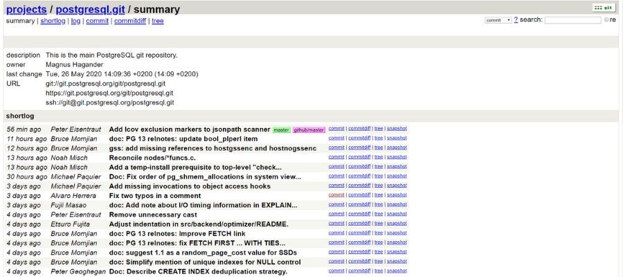 GitHub PostgreSQL Repository