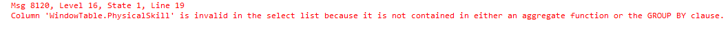 GROUP BY clause error message